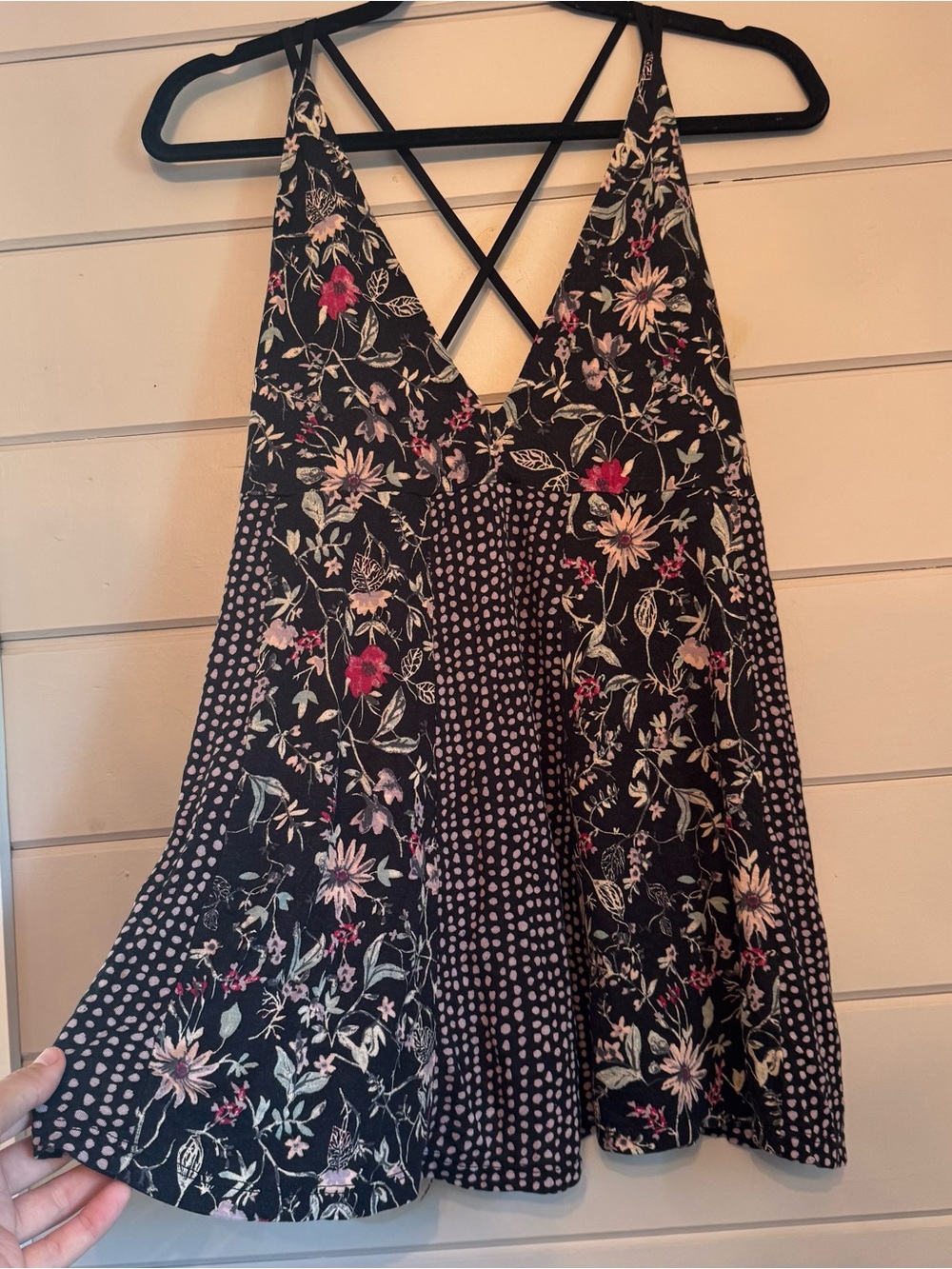 Kimchi Blue Black Floral Mix Flowy Babydoll Tank Top
